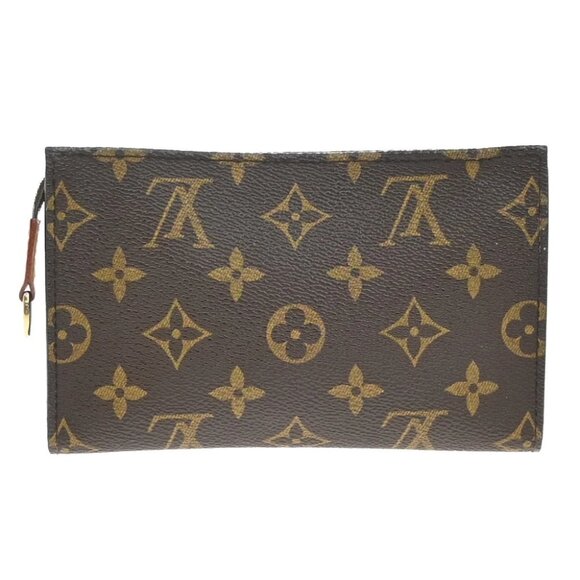LOUIS VUITTON Logo BUCKET PM Pouch Bag Monogram Leather Brown France - Picture 2 of 13